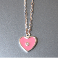 Pink Enamel Sterling Silver Necklace